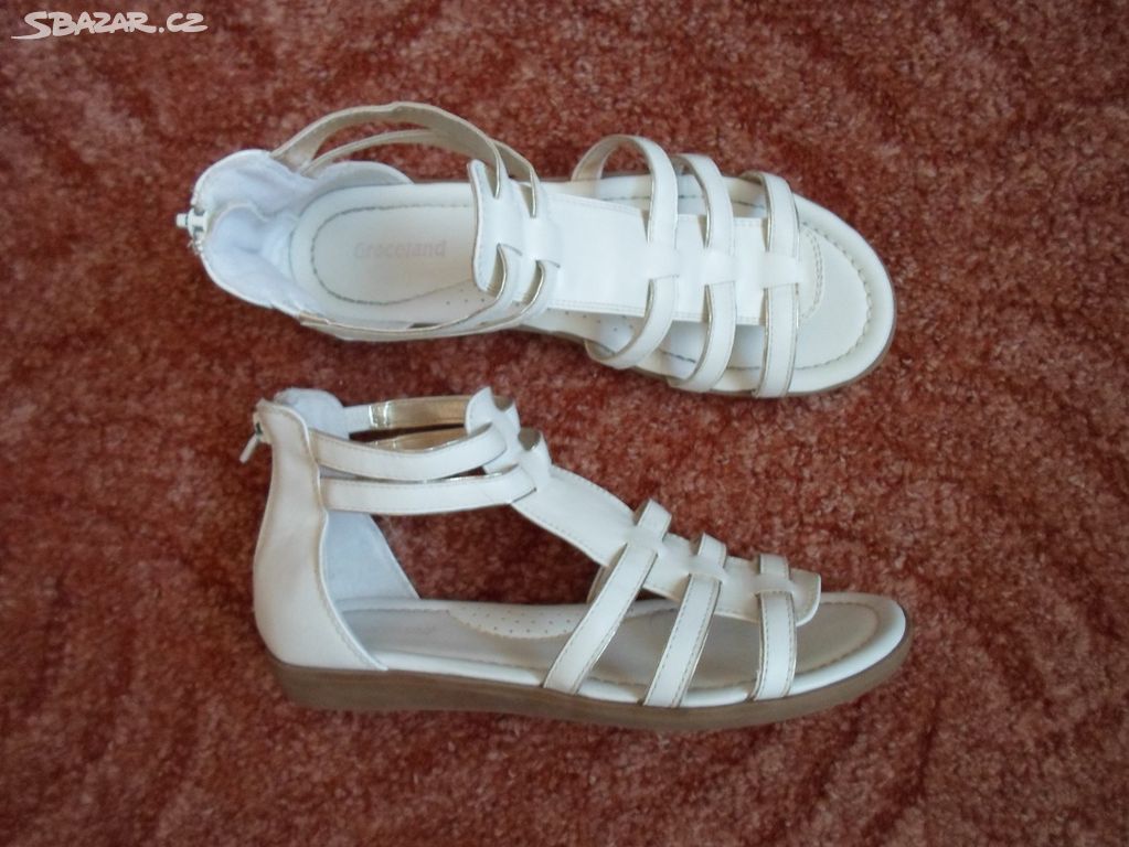 Bílé boty sandálky sandály - 36