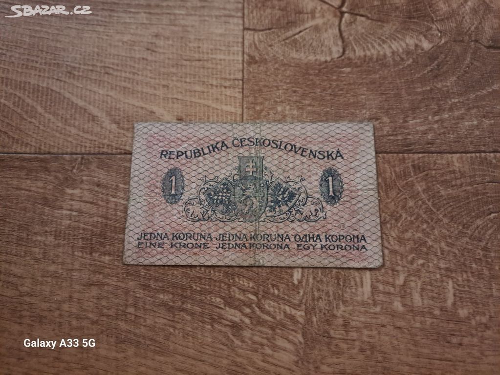 Stará bankovka Jedna Koruna Československá
