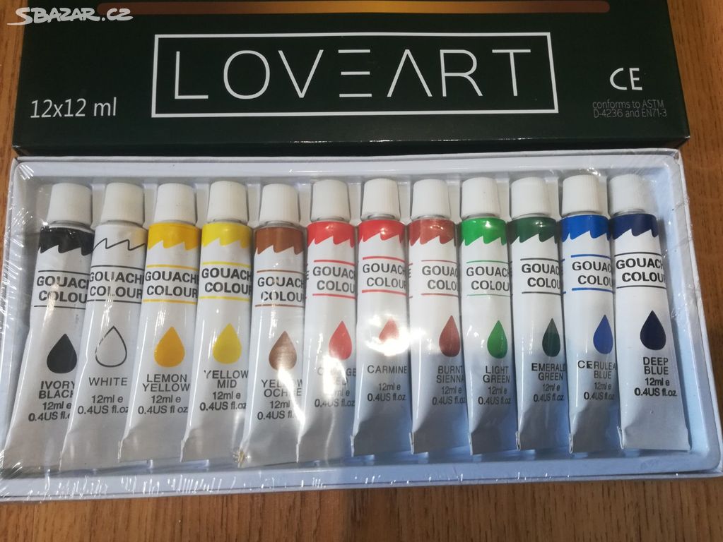 Kvašové barvy LoveArt - 12 barev