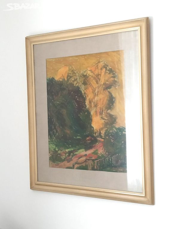 Obraz Rozkvetlé lípy 84 x 74 cm pastel pod sklem