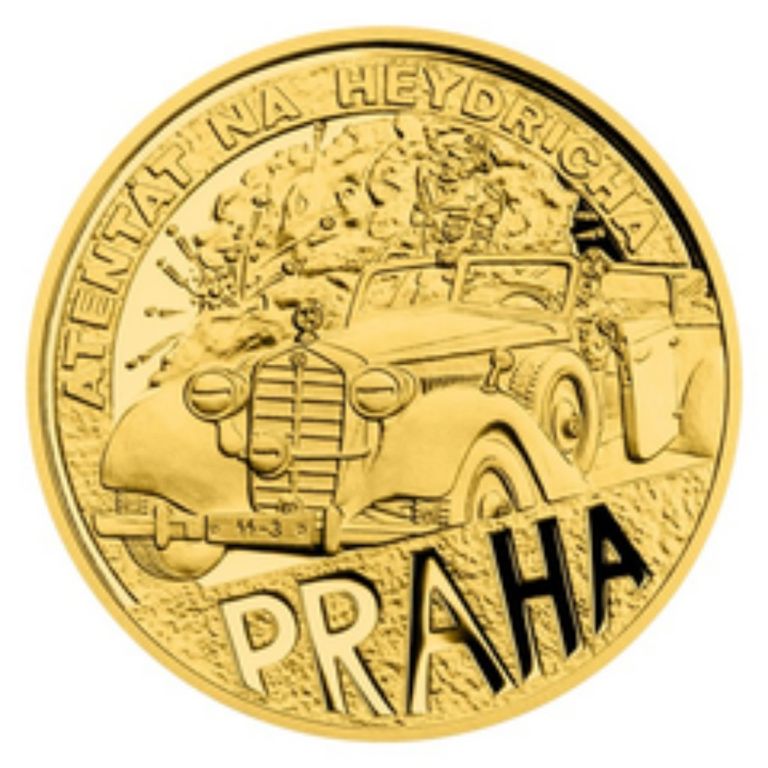 Atentát na Heydricha proof 2022 zlatá mince