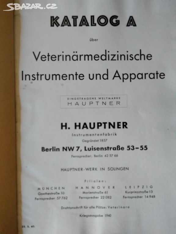 Veterinární nářadí: Hans Hauptner