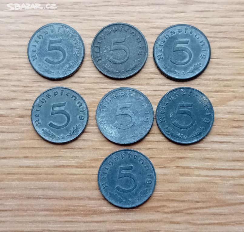 Mince 5 Reichspfennig 1940 až 1943 Třetí říše