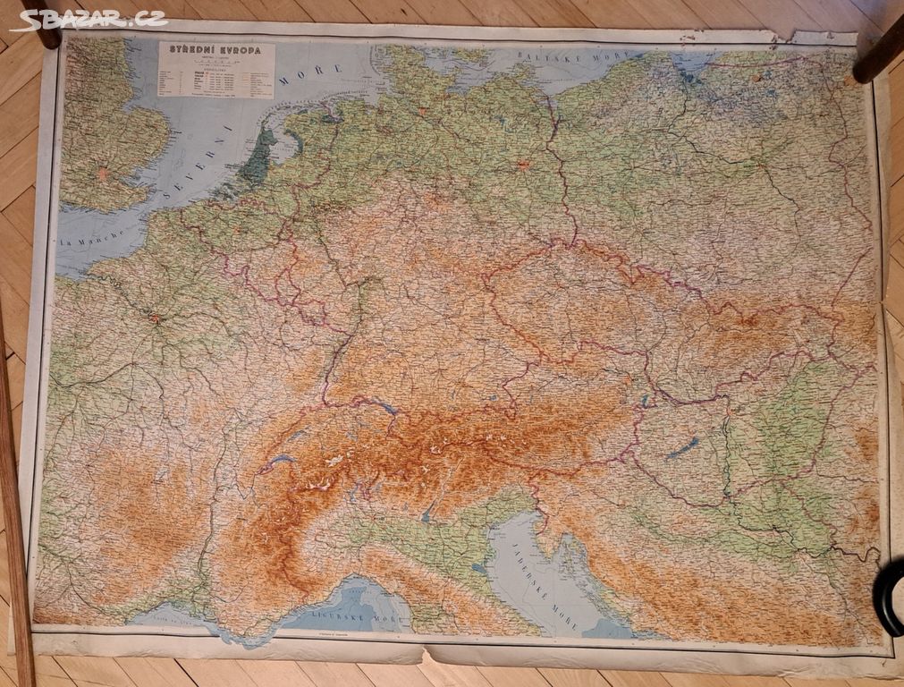 Stará mapa Střední Evropa 1950