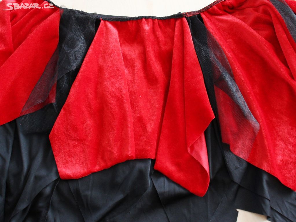 Sukýnka červená černá, část kostýmu, délka 40 cm