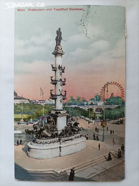 Pohlednice WIEN PRATERSTERN und TEGETTHOF DENKMAL