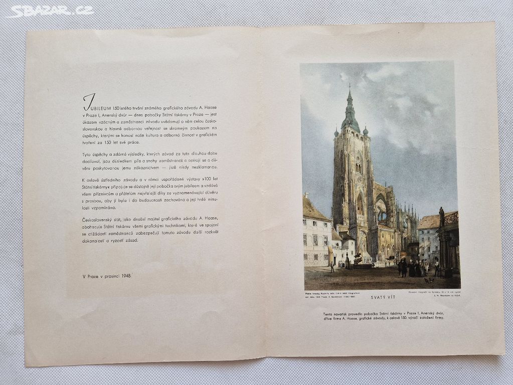 Starý reklamní leták grafický závod Haase Praha