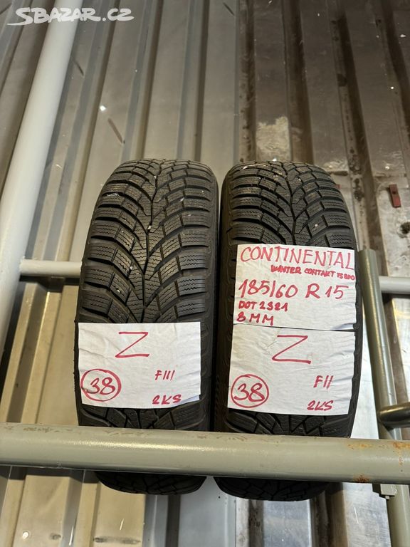 Zimní pneumatiky CONTINENTAL 185/60 R15, 2x 8mm