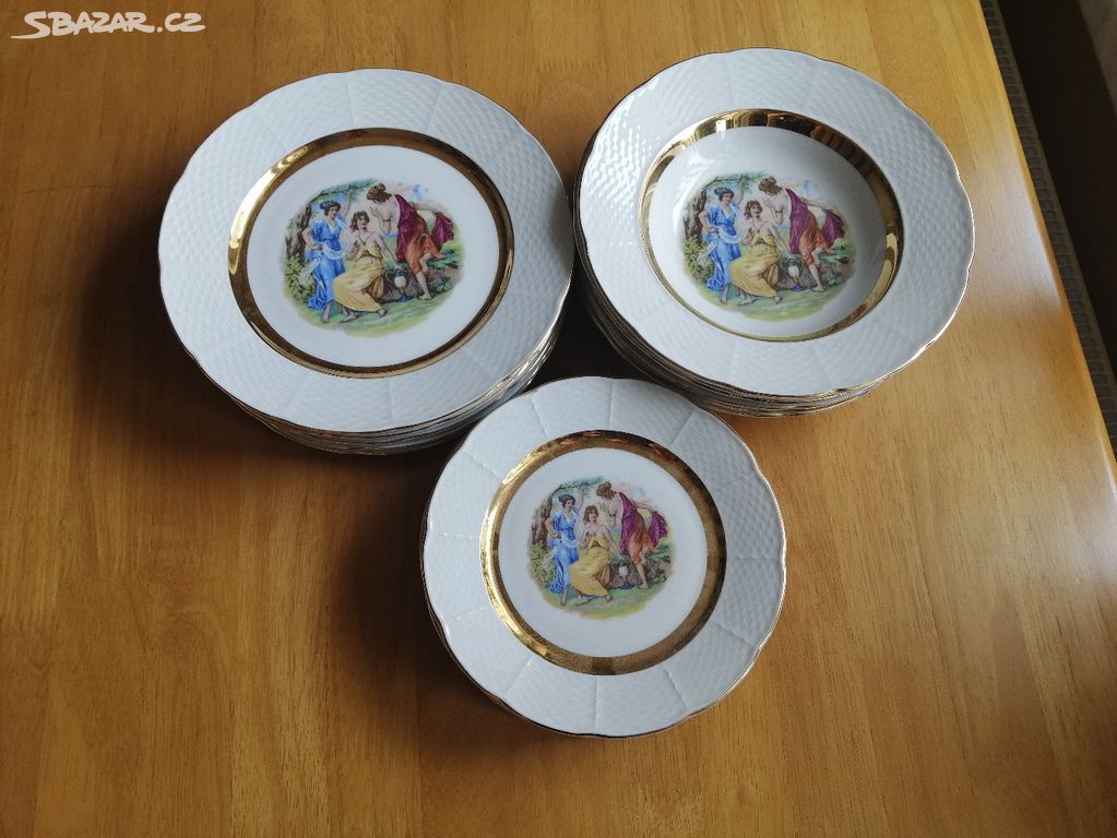 Starožitné porcelánové talíře Tři grácie