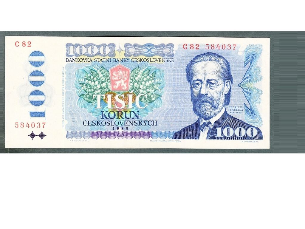 Staré bankovky 1000 kčs 1985 Smetana