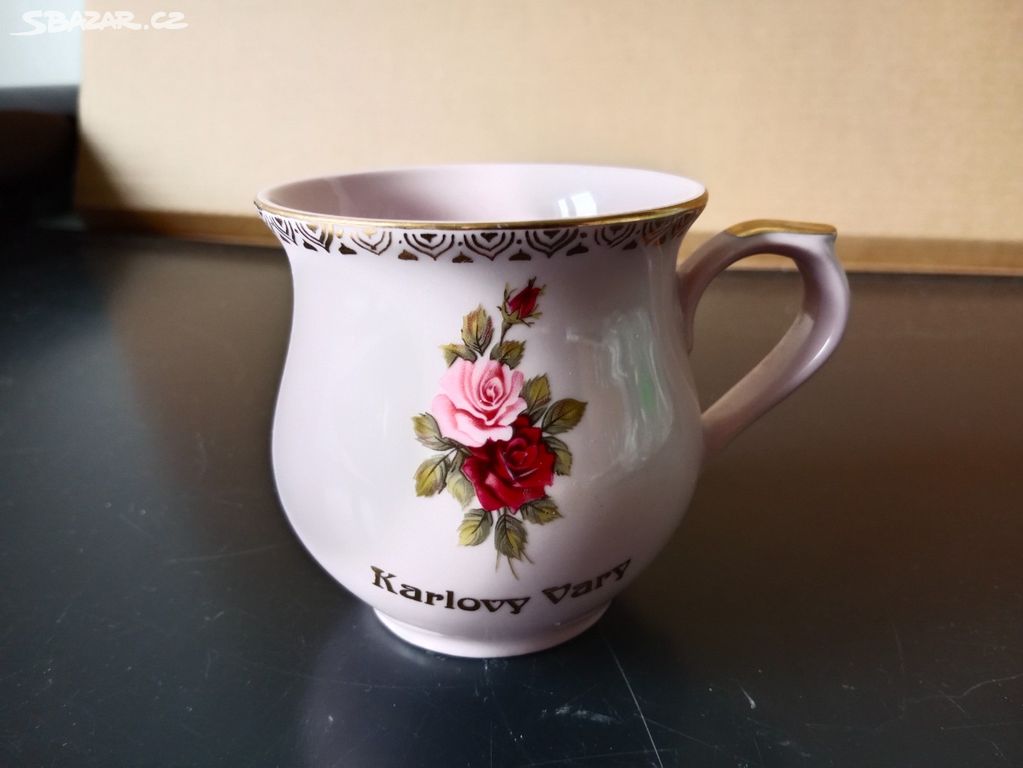 Hrnek růžový porcelán Karlovy Vary