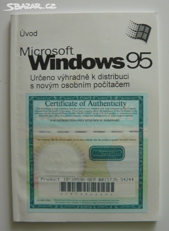 Certifikát pravosti Windows 95 (COA) a manuál