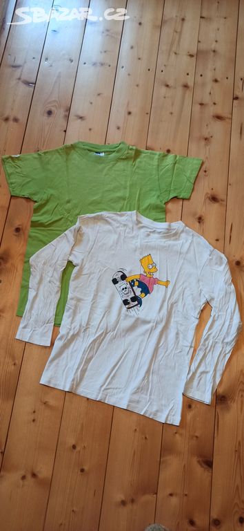 Set 2 triček, bílé Simpson, zelené vel. S
