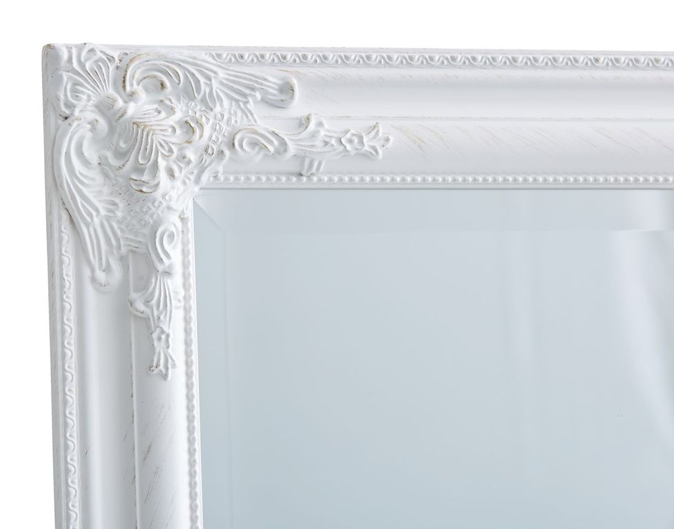 Barokní zrcadlo bílé dřevěné 90x70cm z fazetou