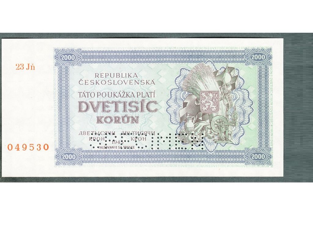 Staré bankovky 2000 kčs 1945 velmi pěkný stav