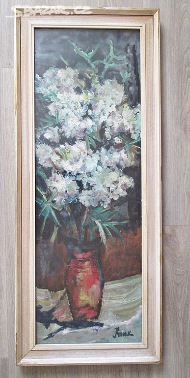 Obraz akad. malíř Vilém Šimek, olej Rododendrony