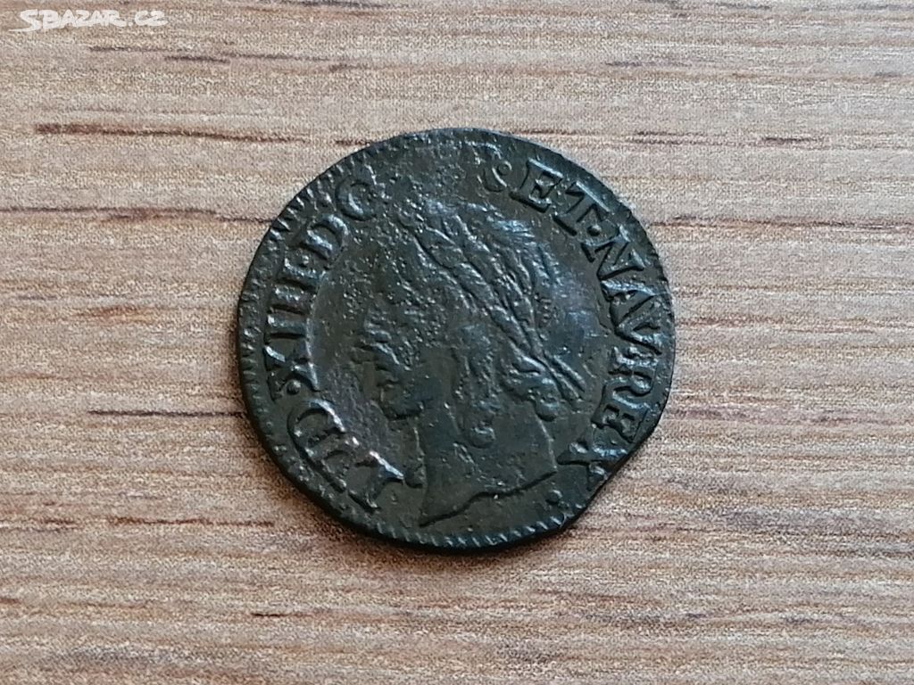 Francie mince 2 Tournois 1643 král Ludvík XIII.
