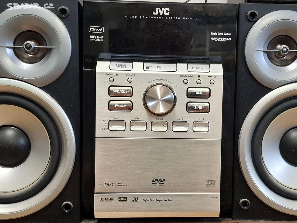 HIFI věž JVC CA-UXG70 tuner, měnič 5x CD, DVD, MP3