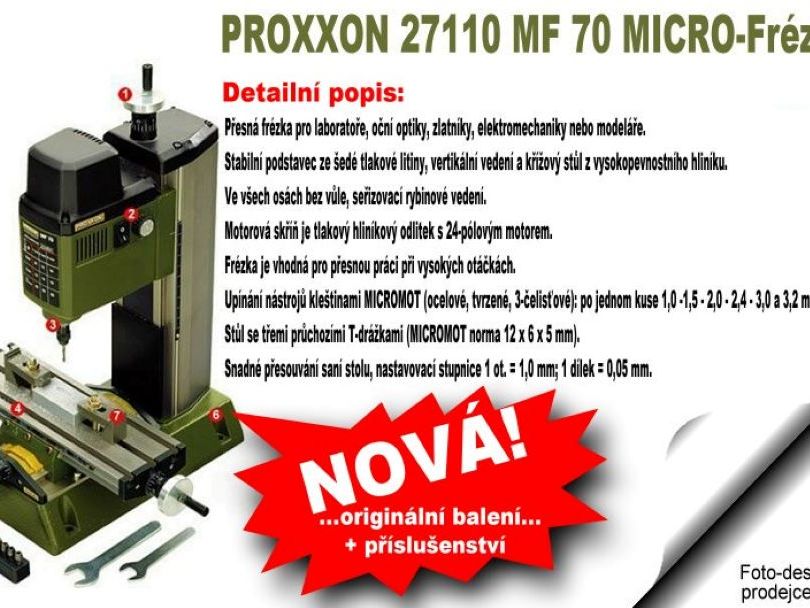3. Profesionální MiniFrézka Proxxon MF 70 NOVÁ