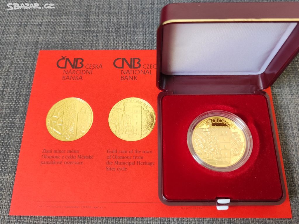 Zlatá 5 000 Kč mince Olomouc - PROOF i BK