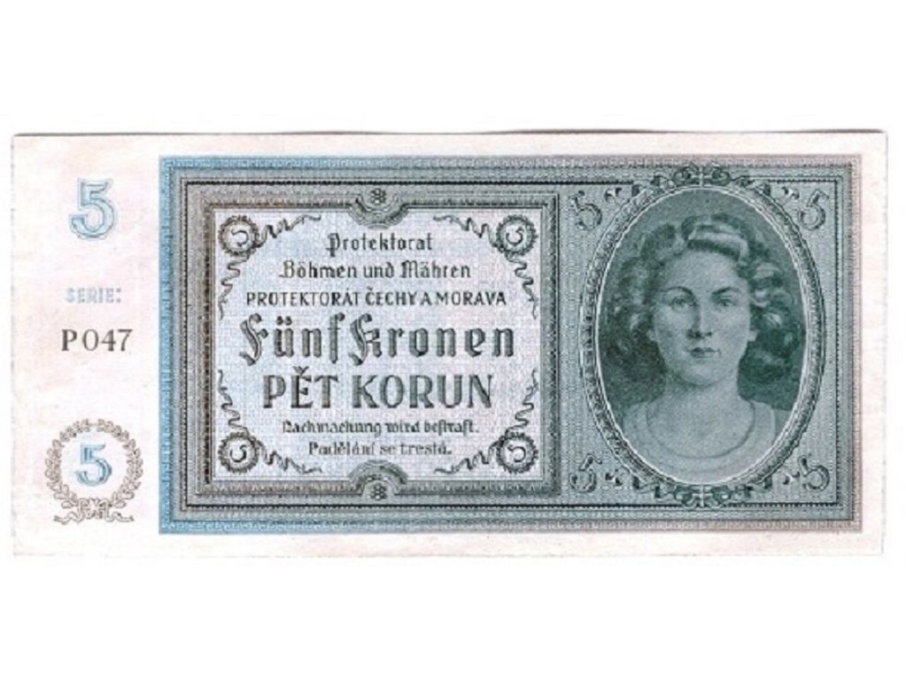 Bankovka 5 korun 1940 Protektorát neperforovaná
