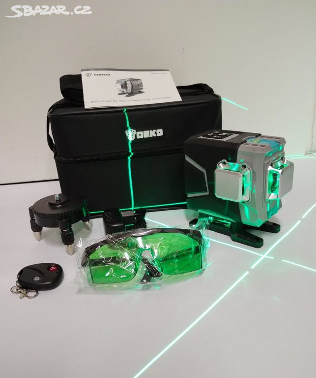 NOVÝ samonivelační 3D-MULTI laser-3 x 360°-ZELENÝ