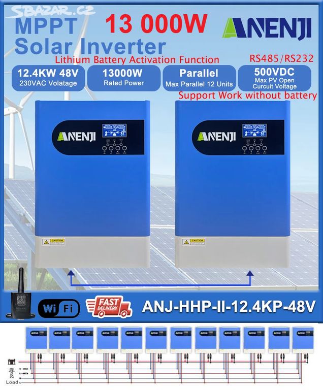 WIFI 13KW Měnič Solární střídač invertor MPPT