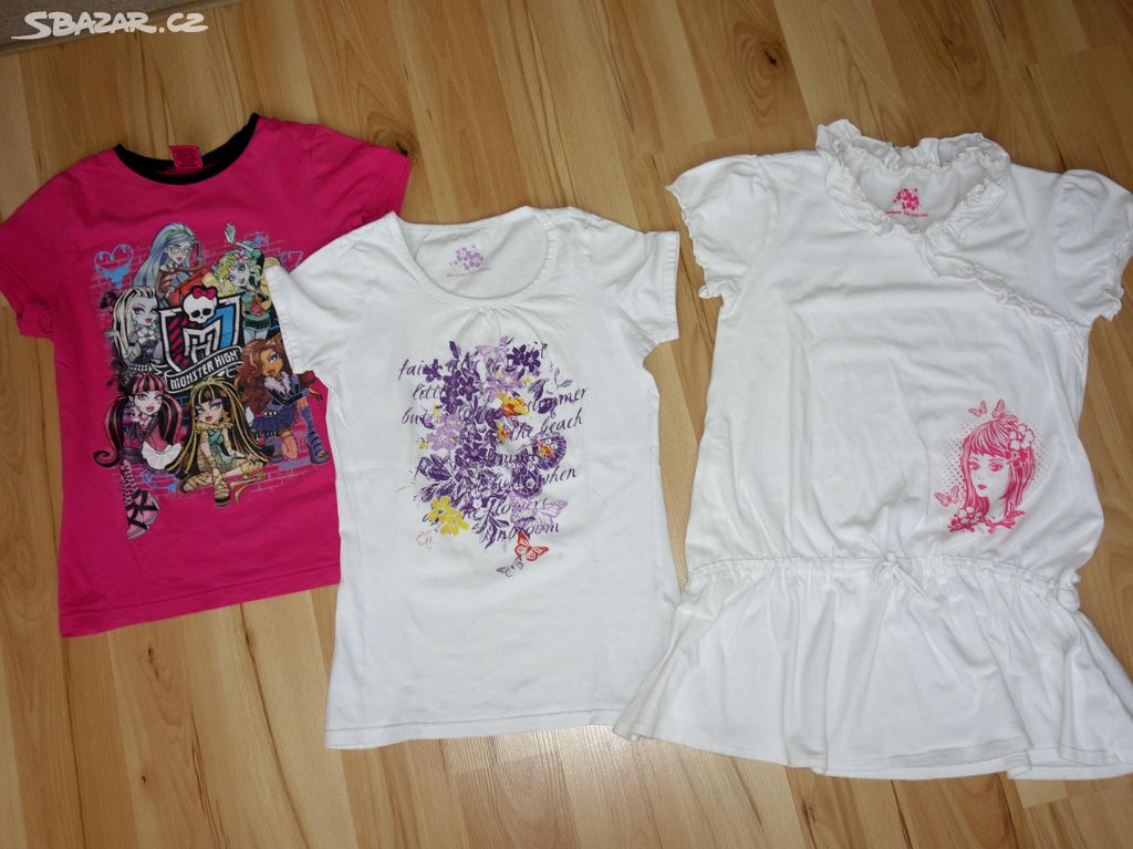 3 x tričko/ tunika 134 / 140 Monster High, TCM