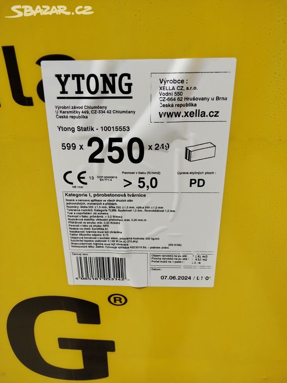 Ytong 250x249x599