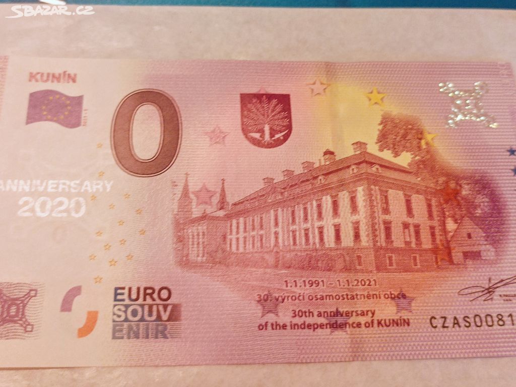 0 euro souvenír obec Kunin Anniversary