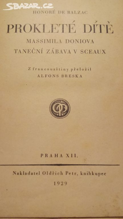 stará kniha Prokleté dítě, z roku 1929