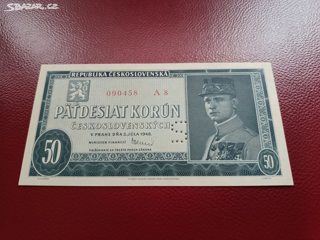 Bankovka 50 korun 1948 UNC perf.