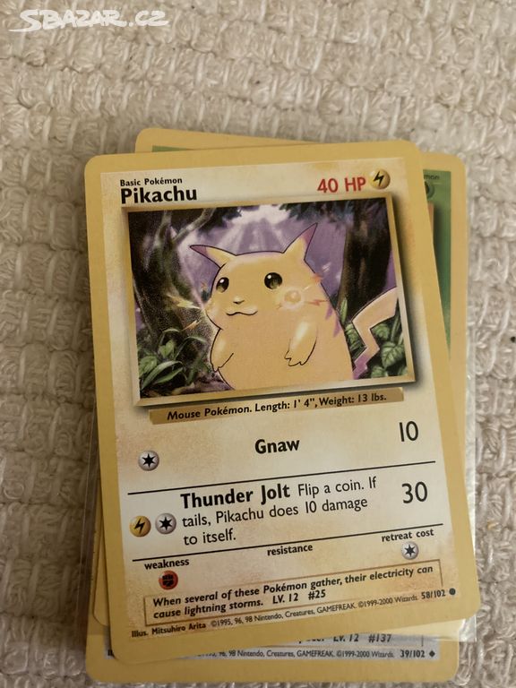 POKEMON KARTIČKY BASE SET ROK 1998-99