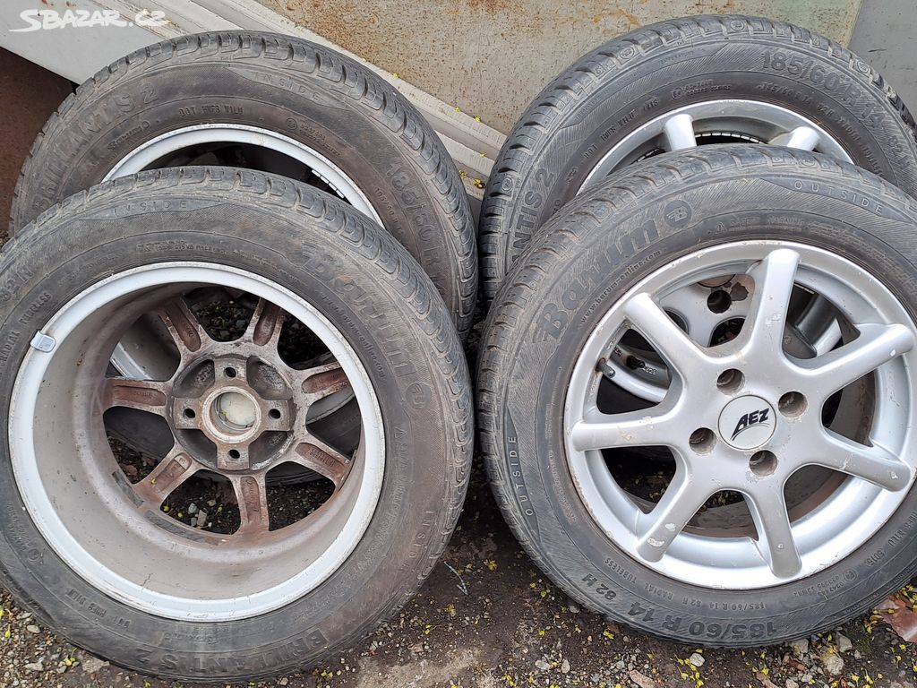 Alu kola R14, 4x100, ET38 + letní pneu 185/60R14