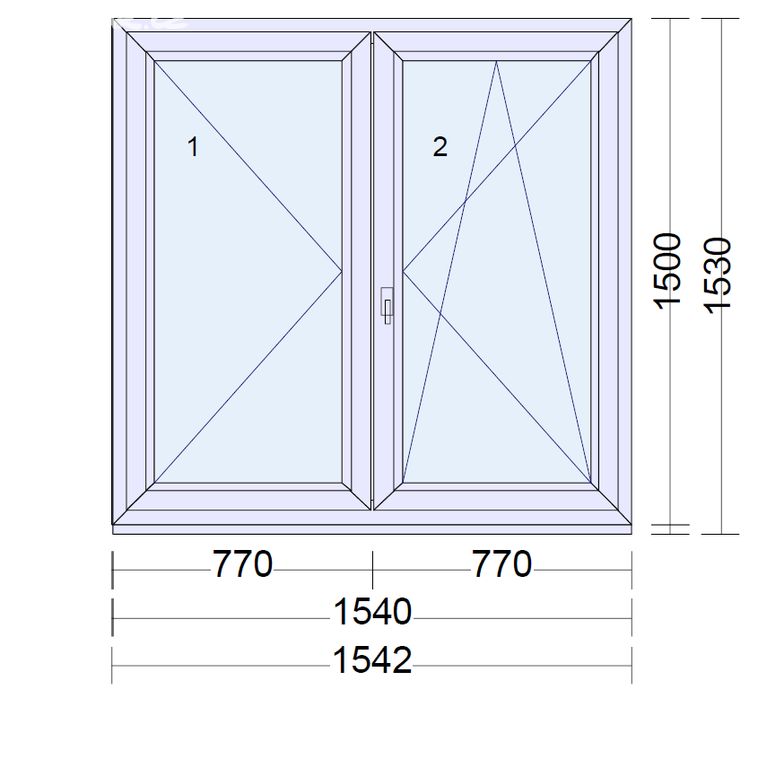 Prodám plastové okno 1540 x 1500