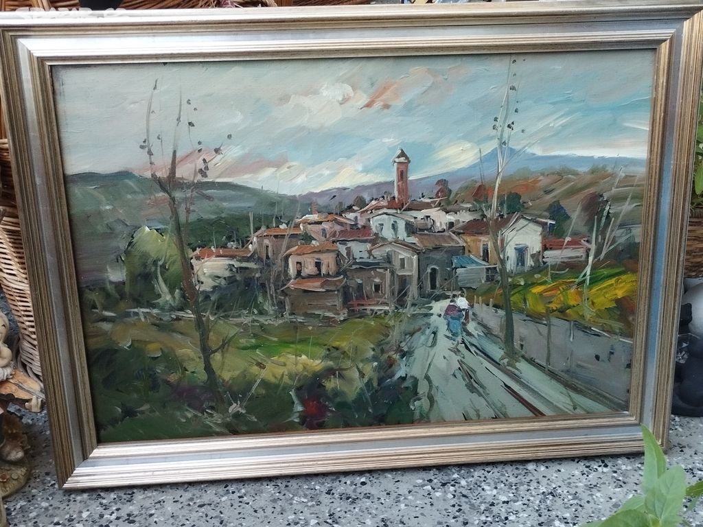 Starý obraz olej na plátně 78.5x58 cm.