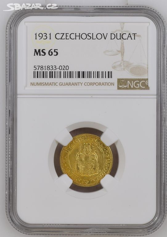 SVATOVÁCLAVSKÝ 1 DUKÁT 1931 - NGC - MS65 - TOP