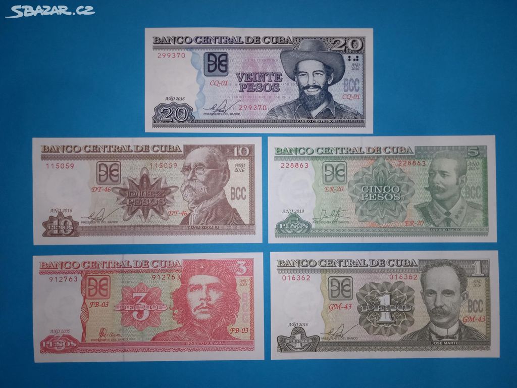 UNC Bankovky KUBA - 1-20 Pesos 2005-2019