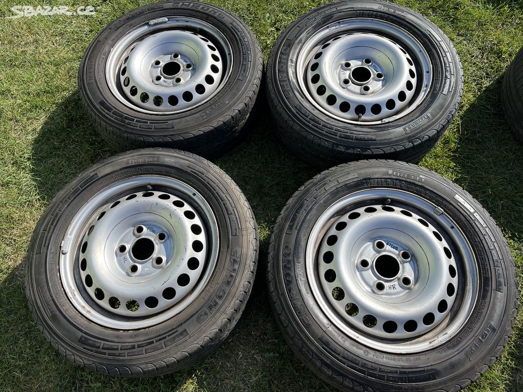 4x plechový disky VW 5x120 R16, letní pneu 5 mm