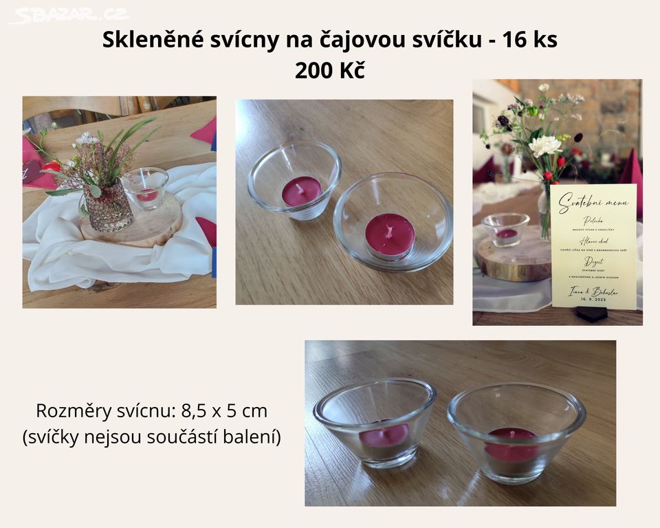 Skleněné svícny na čajovou svíčku - 16ks