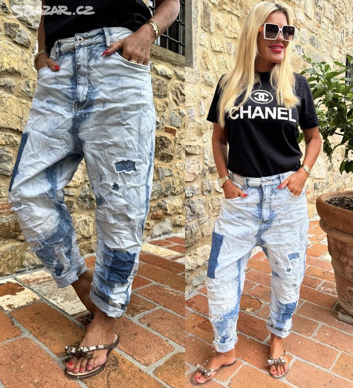 M Luxusní dámské pružné Baggy Jeans džíny