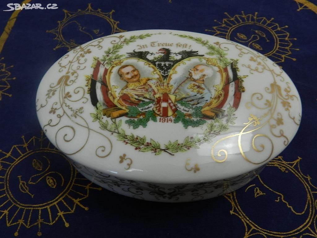 Porcelánová Dóza Franz Josef Vilém Spojenci 1914