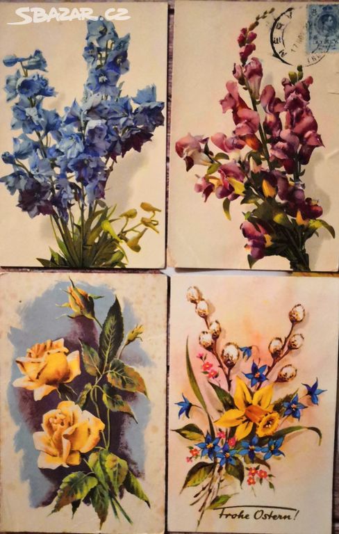 Prodám staré pohlednice Květy (malý formát)