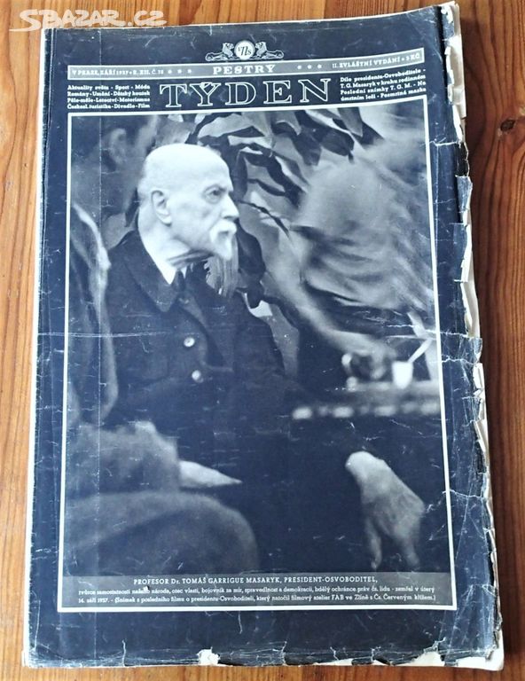 Zvlášť. vydání novin k úmrtí T.G.Masaryka r. 1937