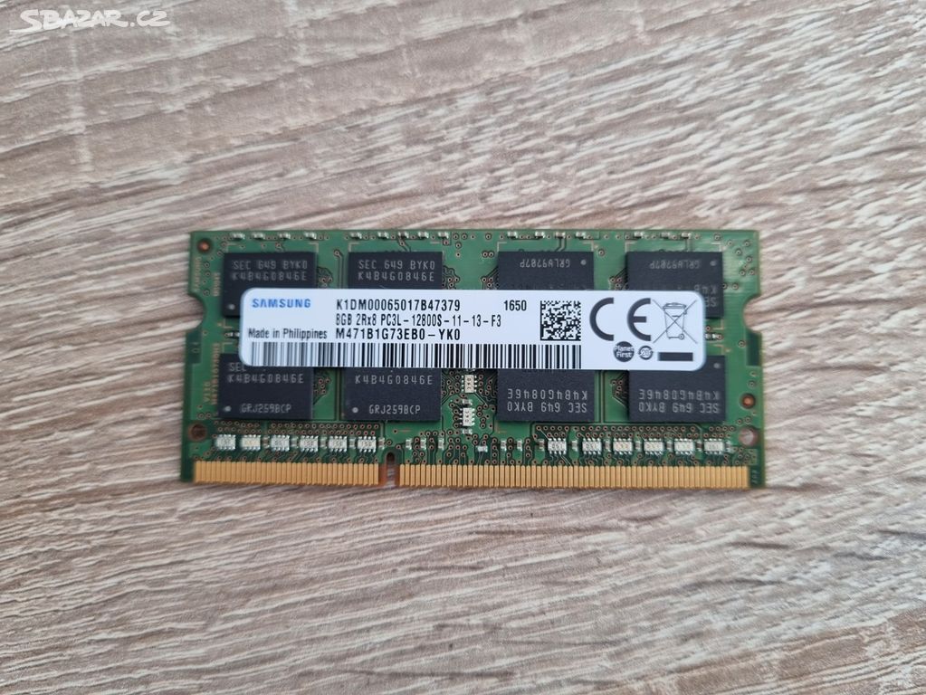 Samsung paměť 8GB DDR3L 1600MHz, CL11, So-dimm