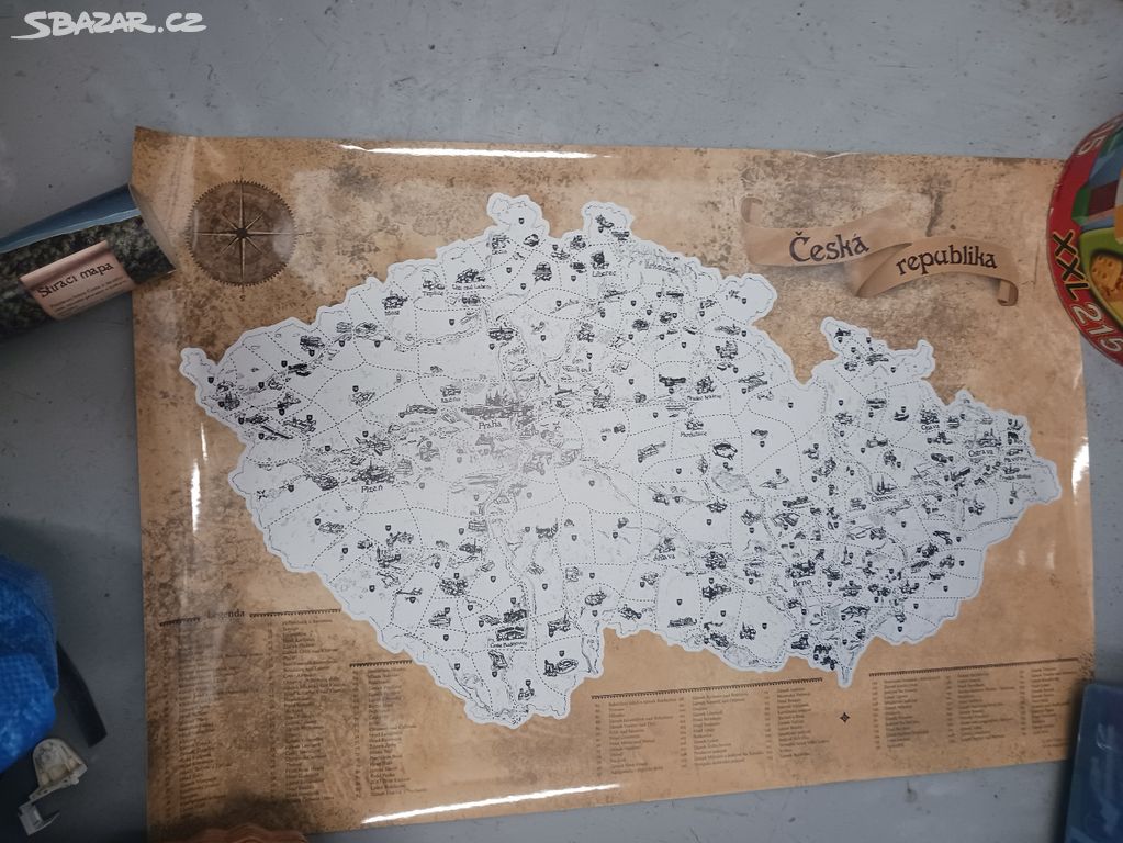 Stírací mapa Česka stříbrná Deluxe XL