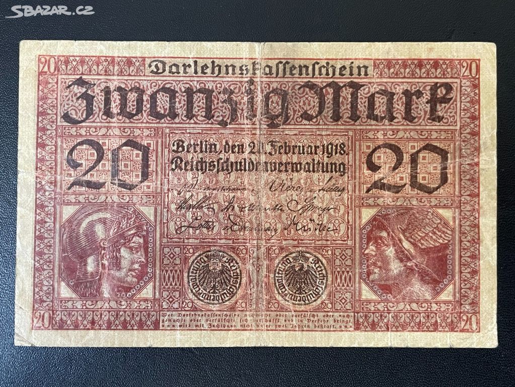 Bankovka Německo 20 Mark, 1918