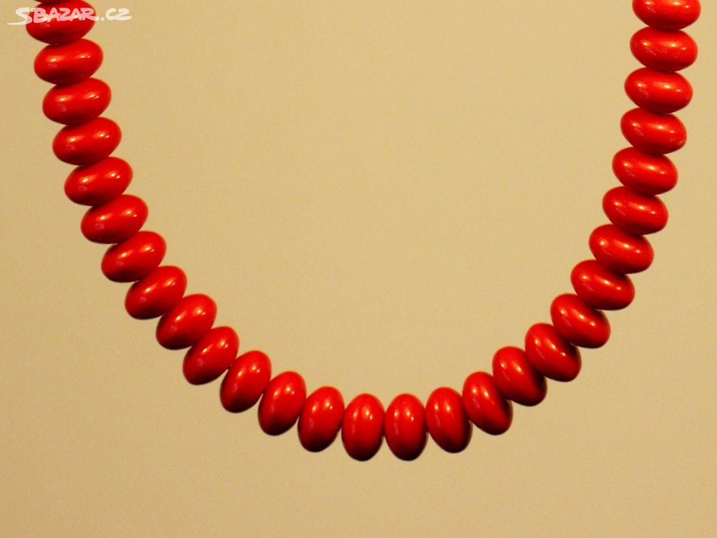 Červené korálky, české sklo, designový náhrdelník