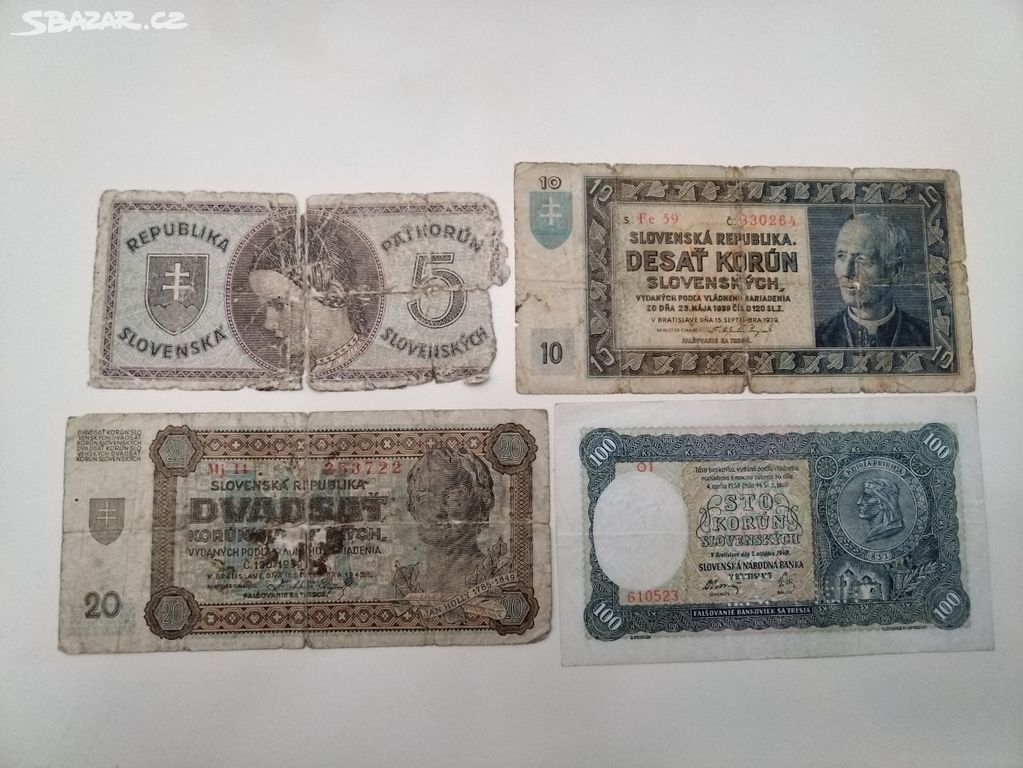 Bankovky Slovenský štát - sada druhá světová válka