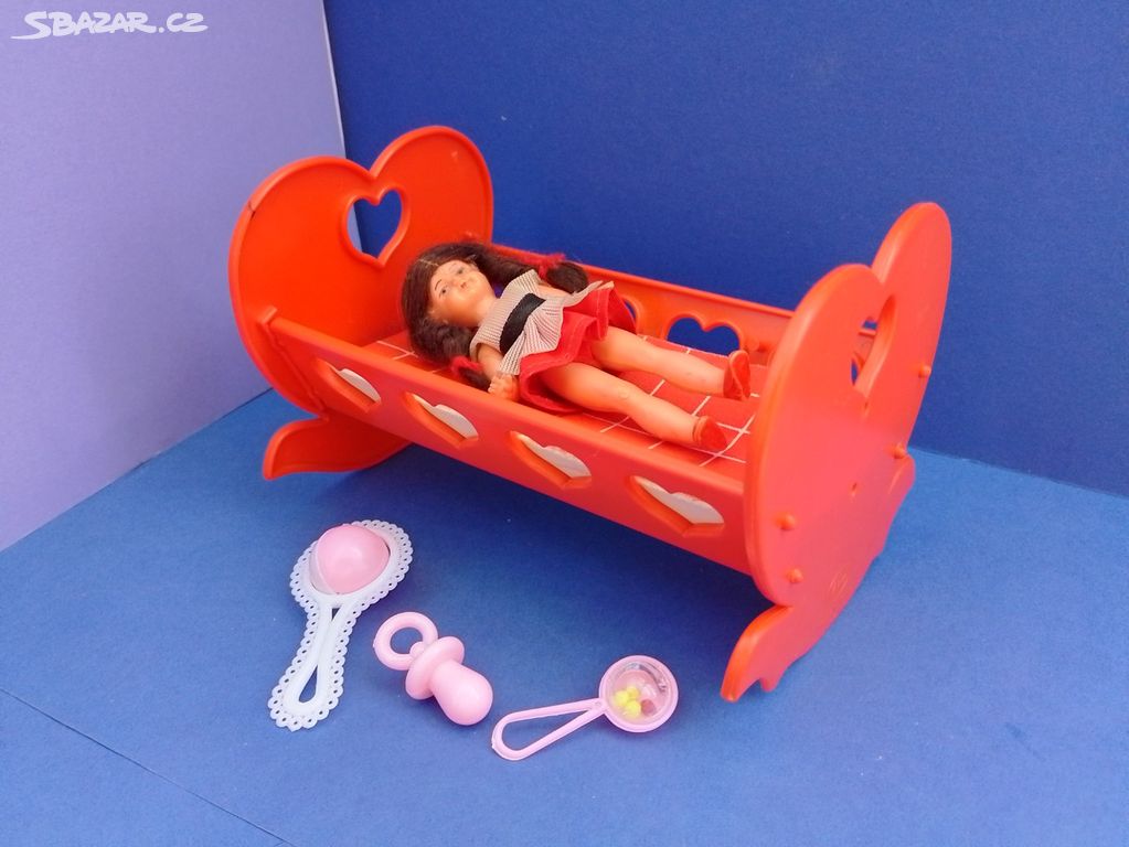 Postýlka kolíbka Italy panenka retro stará hračka